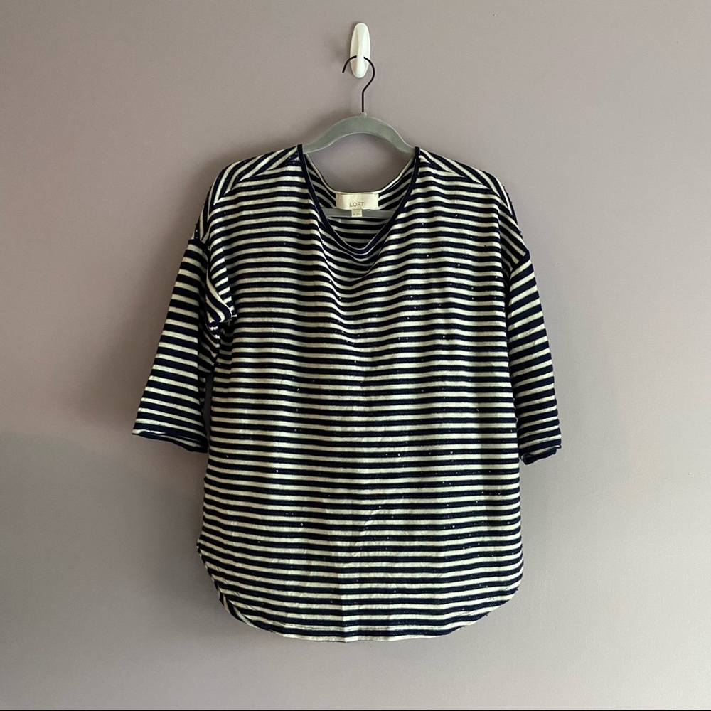 Loft Sequin Striped Top NWOT